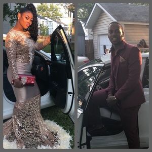 Senior prom gowns rose gold color